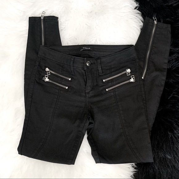 bebe Pants - Bebe Black Moto Zip Jeans Size 26